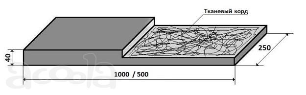 Техпластина 500х250х40, Армированная тросом